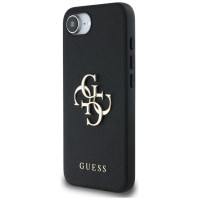 Guess PU Grained 4G Metal Logo case for iPhone 16e - black