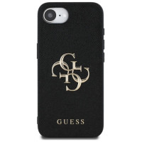 Guess PU Grained 4G Metal Logo case for iPhone 16e - black