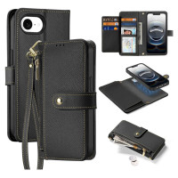 Dux Ducis Lawa iPhone 16e Leather Case with Detachable Magnetic Wallet - Black