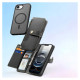Dux Ducis Lawa iPhone 16e Leather Case with Detachable Magnetic Wallet - Black