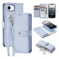 Dux Ducis Lawa iPhone 16e Leather Case with Detachable Magnetic Wallet - Blue