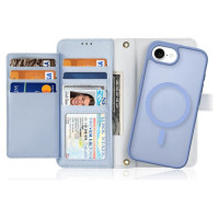Dux Ducis Lawa iPhone 16e Leather Case with Detachable Magnetic Wallet - Blue