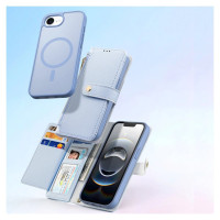 Dux Ducis Lawa iPhone 16e Leather Case with Detachable Magnetic Wallet - Blue