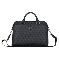Guess 4G Zipper Pocket Triangle Logo 15" Laptop Bag - Black