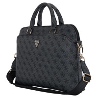 Guess 4G Zipper Pocket Triangle Logo 15" Laptop Bag - Black