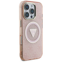 Guess IML Metal Glitter 4G Circle Triangle MagSafe Case for iPhone 16 Pro Max - Pink