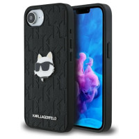 Karl Lagerfeld Monogram Choupette Head Pin iPhone 16e Case - Black