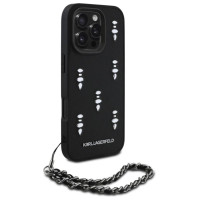 Karl Lagerfeld Saffiano Crystals w/Chain iPhone 16 Pro Case - Black