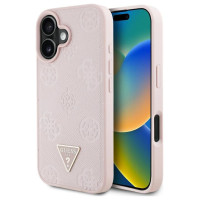 Guess Grained Hot Stamp Peony Triangle Logo MagSafe iPhone 16 Case - Pink