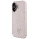 Guess Grained Hot Stamp Peony Triangle Logo MagSafe iPhone 16 Case - Pink