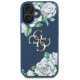Guess Grained Roses Big 4G logo case for iPhone 16 - blue