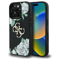 Guess Grained Roses Big 4G logo case for iPhone 16 Pro Max - black