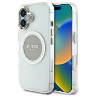 Guess IML Metal Colored Circle Classic Logo MagSafe case for iPhone 16 - gray