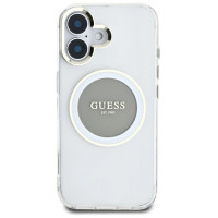 Guess IML Metal Colored Circle Classic Logo MagSafe case for iPhone 16 - gray