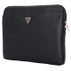 Guess Sleeve Grained Zipper Pocket Triangle Logo 14" Laptop Bag - Black