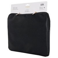 Guess Sleeve Grained Zipper Pocket Triangle Logo 14" Laptop Bag - Black