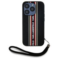 Karl Lagerfeld Saffiano Athleisure Stripes Cord iPhone 15 Pro Case - Red