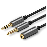Ugreen AUX splitter cable 3.5 mm mini jack (female) - 2x 3.5 mm mini jack (male - microphone and headphones) black (AV140 20899)
