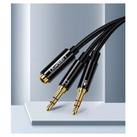 Ugreen AUX splitter cable 3.5 mm mini jack (female) - 2x 3.5 mm mini jack (male - microphone and headphones) black (AV140 20899)
