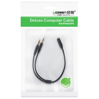 Ugreen AUX splitter cable 3.5 mm mini jack (female) - 2x 3.5 mm mini jack (male - microphone and headphones) black (AV140 20899)