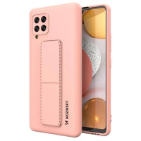 Wozinsky Kickstand Case Silicone Stand Cover for Samsung Galaxy A42 5G Pink