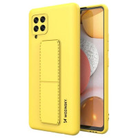 Wozinsky Kickstand Case Silicone Stand Cover for Samsung Galaxy A42 5G Yellow