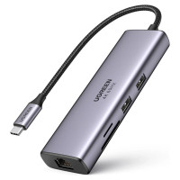 Ugreen HUB 7in1 Ugreen CM512 USB-C / 2x USB-A 3.2 / HDMI 4K / SD TF reader / USB-C PD 100W / RJ45 - gray