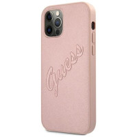 Guess GUHCP12LRSAVSRG iPhone 12 Pro Max 6.7" pink/pink hardcase Saffiano Vintage Script