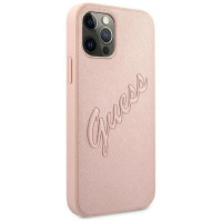 Guess GUHCP12LRSAVSRG iPhone 12 Pro Max 6.7" pink/pink hardcase Saffiano Vintage Script
