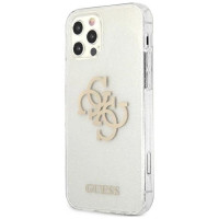 Guess GUHCP12LPCUGL4GTR iPhone 12 Pro Max 6.7" transparent hard case Glitter 4G Big Logo