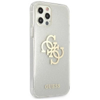 Guess GUHCP12LPCUGL4GTR iPhone 12 Pro Max 6.7" transparent hard case Glitter 4G Big Logo