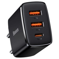Baseus Compact fast charger 2x USB / USB Type C 30W 3A Power Delivery Quick Charge black (CCXJ-E01)
