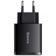 Baseus Compact fast charger 2x USB / USB Type C 30W 3A Power Delivery Quick Charge black (CCXJ-E01)