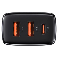 Baseus Compact fast charger 2x USB / USB Type C 30W 3A Power Delivery Quick Charge black (CCXJ-E01)