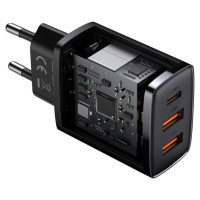 Baseus Compact fast charger 2x USB / USB Type C 30W 3A Power Delivery Quick Charge black (CCXJ-E01)