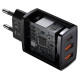 Baseus Compact fast charger 2x USB / USB Type C 30W 3A Power Delivery Quick Charge black (CCXJ-E01)