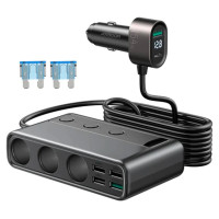 Joyroom JR-CL06 9in1 car charger 154W 5x USB-A / USB-C / 3x cigarette lighter socket PD QC PPS - black
