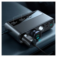 Joyroom JR-CL06 9in1 car charger 154W 5x USB-A / USB-C / 3x cigarette lighter socket PD QC PPS - black