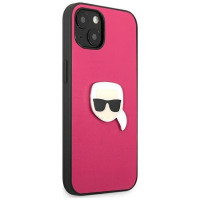 Karl Lagerfeld KLHCP13SPKMP iPhone 13 mini 5,4" różowy/pink hardcase Leather Ikonik Karl`s Head Metal
