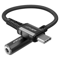 Acefast audio cable USB Type C - 3.5mm mini jack (female) 18cm, DAC, AUX black (C1-07 black)