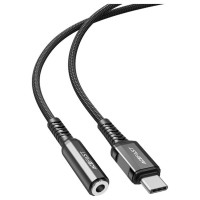 Acefast audio cable USB Type C - 3.5mm mini jack (female) 18cm, DAC, AUX black (C1-07 black)