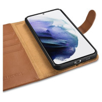 Icarer Haitang Leather Wallet Case Leather Case for Samsung Galaxy S22 + (S22 Plus) Wallet Housing Cover Brown (AKSM05BN)