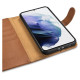 Icarer Haitang Leather Wallet Case Leather Case for Samsung Galaxy S22 + (S22 Plus) Wallet Housing Cover Brown (AKSM05BN)