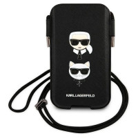 Karl Lagerfeld Saffiano Ikonik Karl&Choupette Head 6.7'' Bag - Black