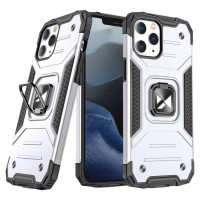 Wozinsky Ring Armor case for iPhone 14 Pro Max armored cover magnetic holder ring silver