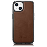 Icarer Leather Oil Wax Genuine Leather Case for iPhone 14 Plus (MagSafe Compatible) Brown (WMI14220719-BN)