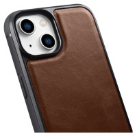 Icarer Leather Oil Wax Genuine Leather Case for iPhone 14 Plus (MagSafe Compatible) Brown (WMI14220719-BN)