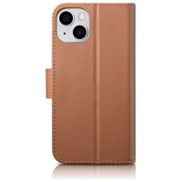 Icarer Wallet Case 2in1 case iPhone 14 leather cover with flap Anti-RFID brown (WMI14220725-BN)