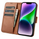 Icarer Wallet Case 2in1 case iPhone 14 leather cover with flap Anti-RFID brown (WMI14220725-BN)
