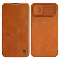 Nillkin Qin Leather Pro Case iPhone 14 Plus Camera Cover Holster Cover Flip Case Brown